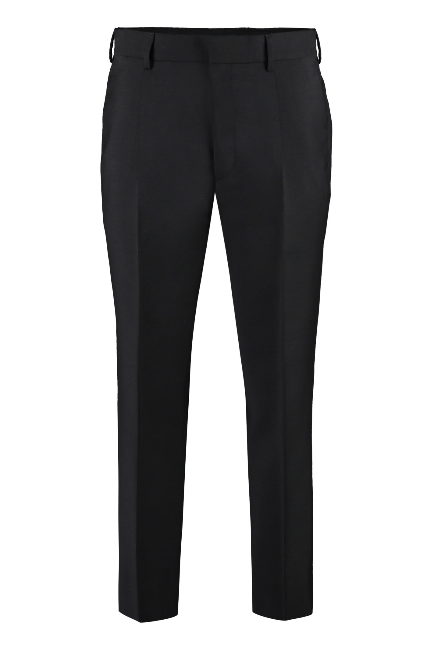 Shop Prada Wool Blend Trousers In Black