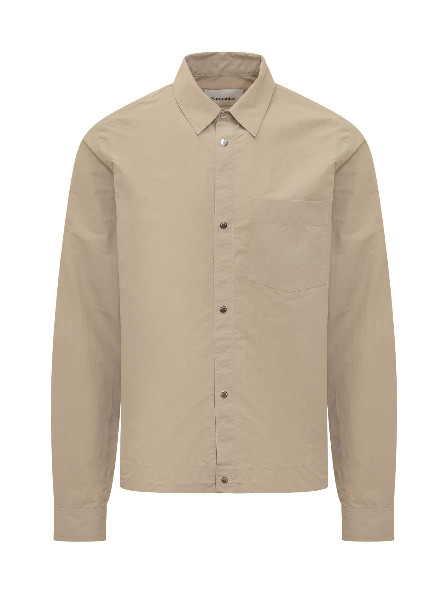 Shop Nanushka Long Sleeve Shirt In Pebble