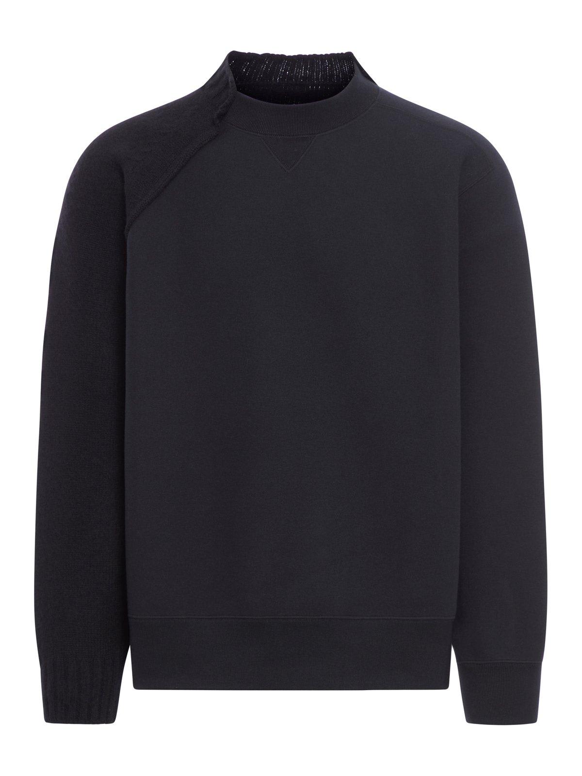 Shop Sacai Panelled Crewneck Sweatshirt In Black