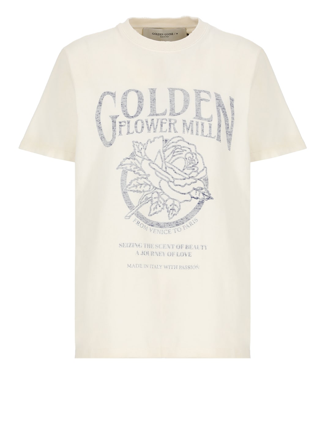 Shop Golden Goose Cotton T-shirt In Ivory