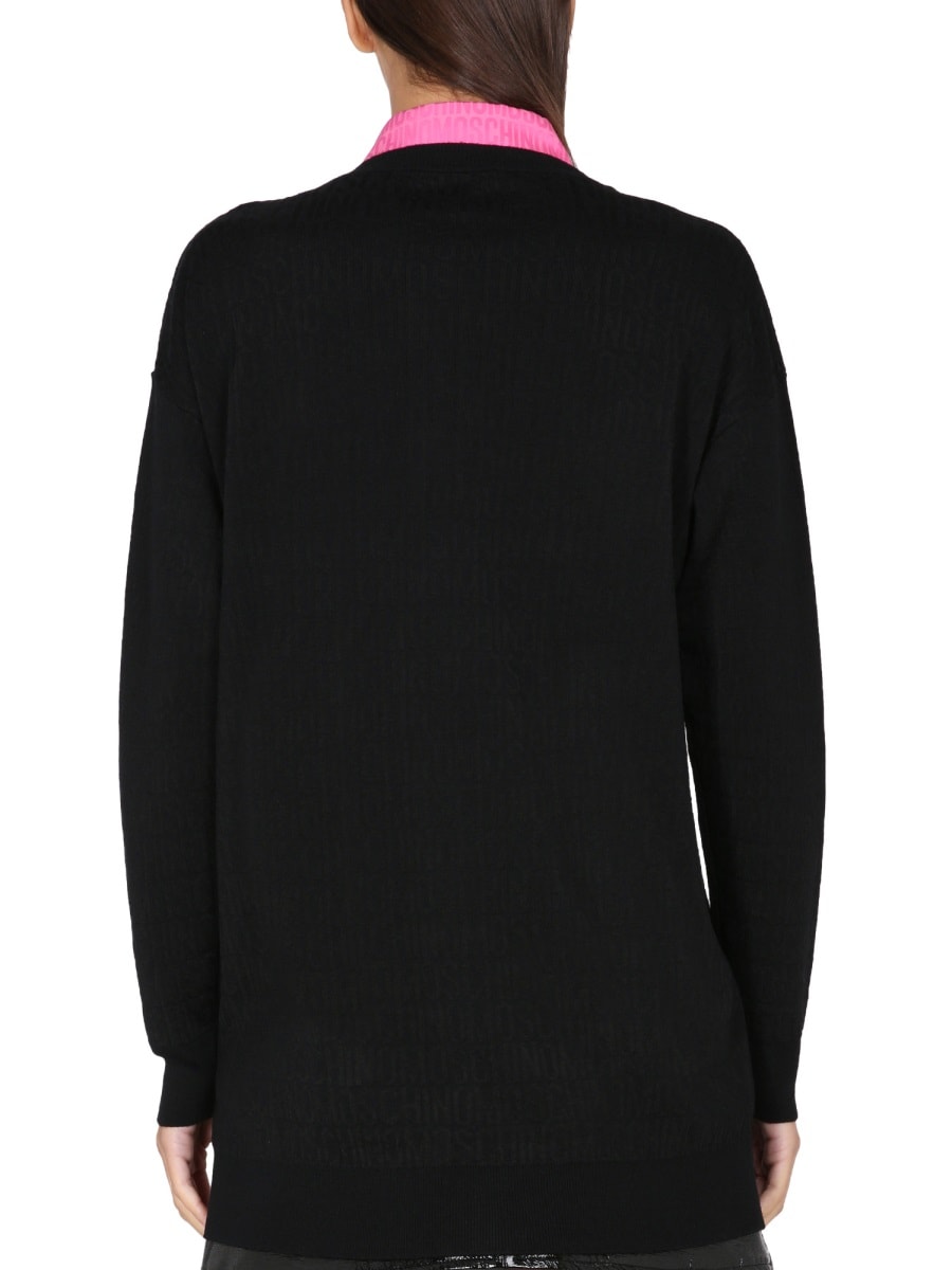 Moschino Couture Cardigan With Logo In Black