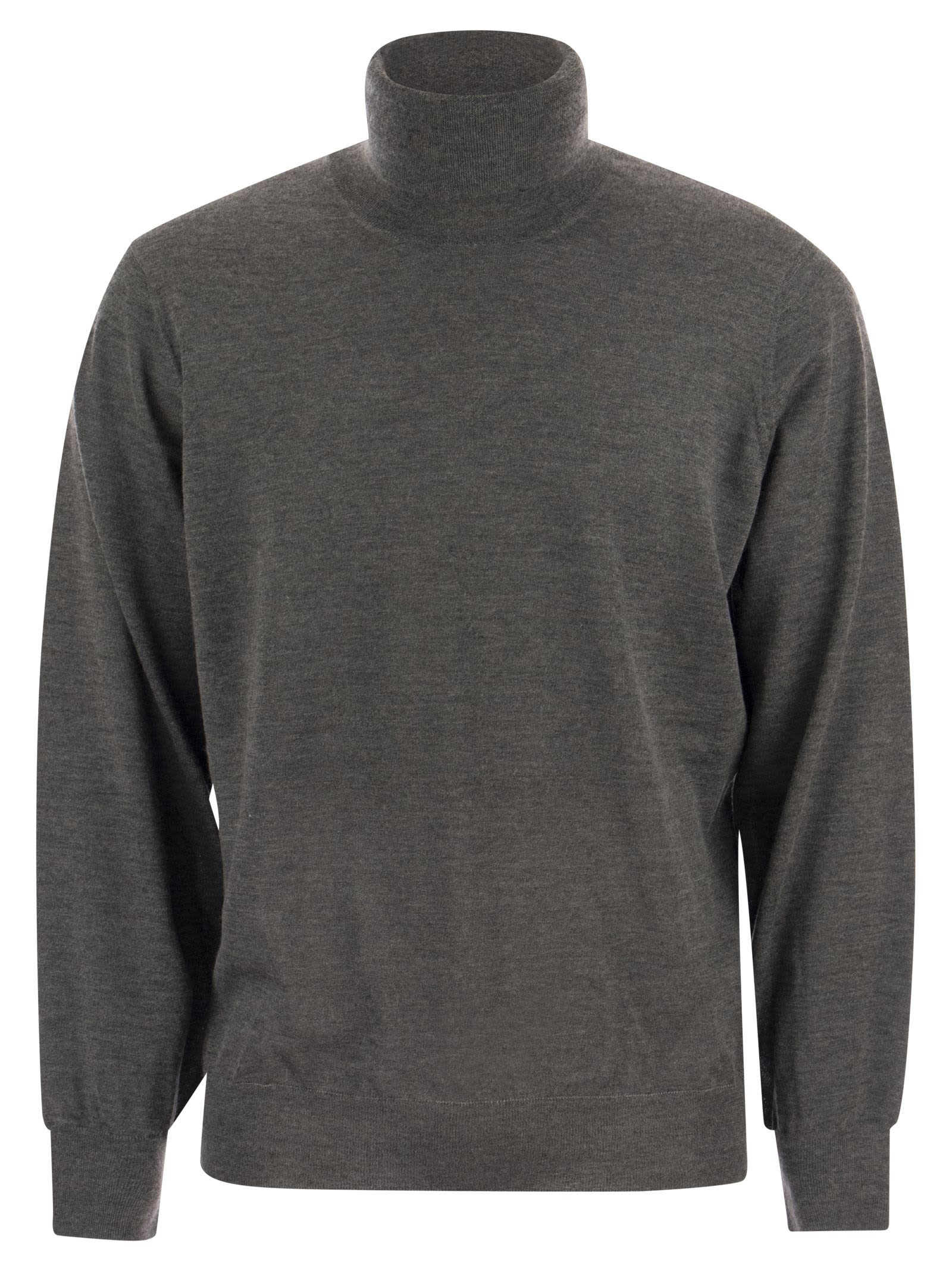 Brunello Cucinelli Lightweight Turtleneck Sweater In Cashmere And Silk In Gray