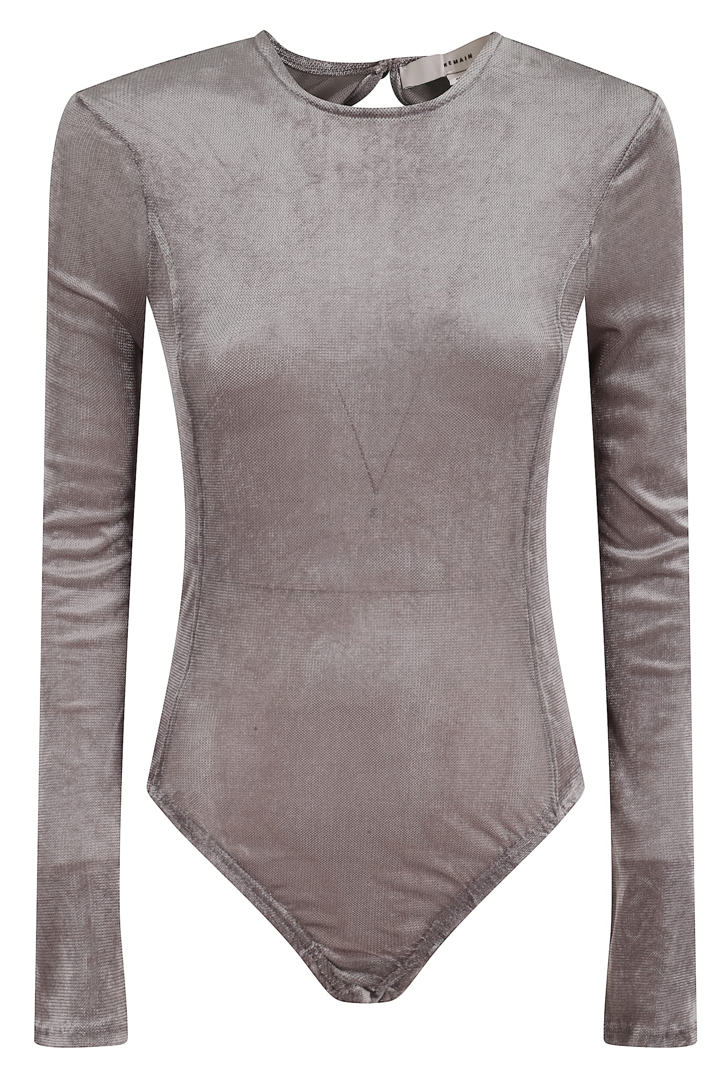 Remain Birger Christensen Velvet Mesh Bodysuit In Gray