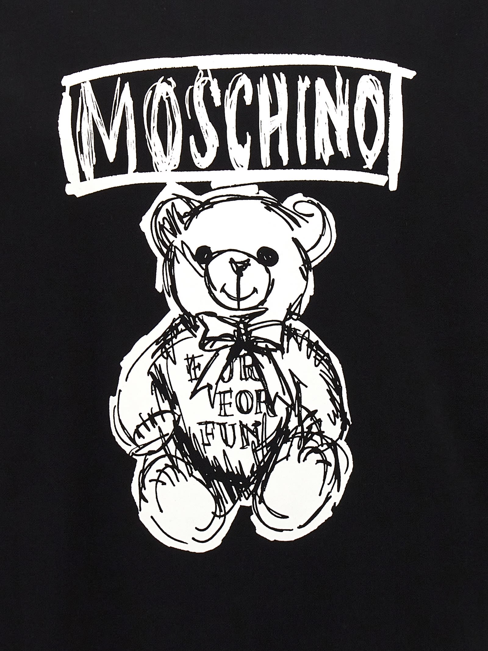 Shop Moschino Logo Print Sweatshirt In White/black