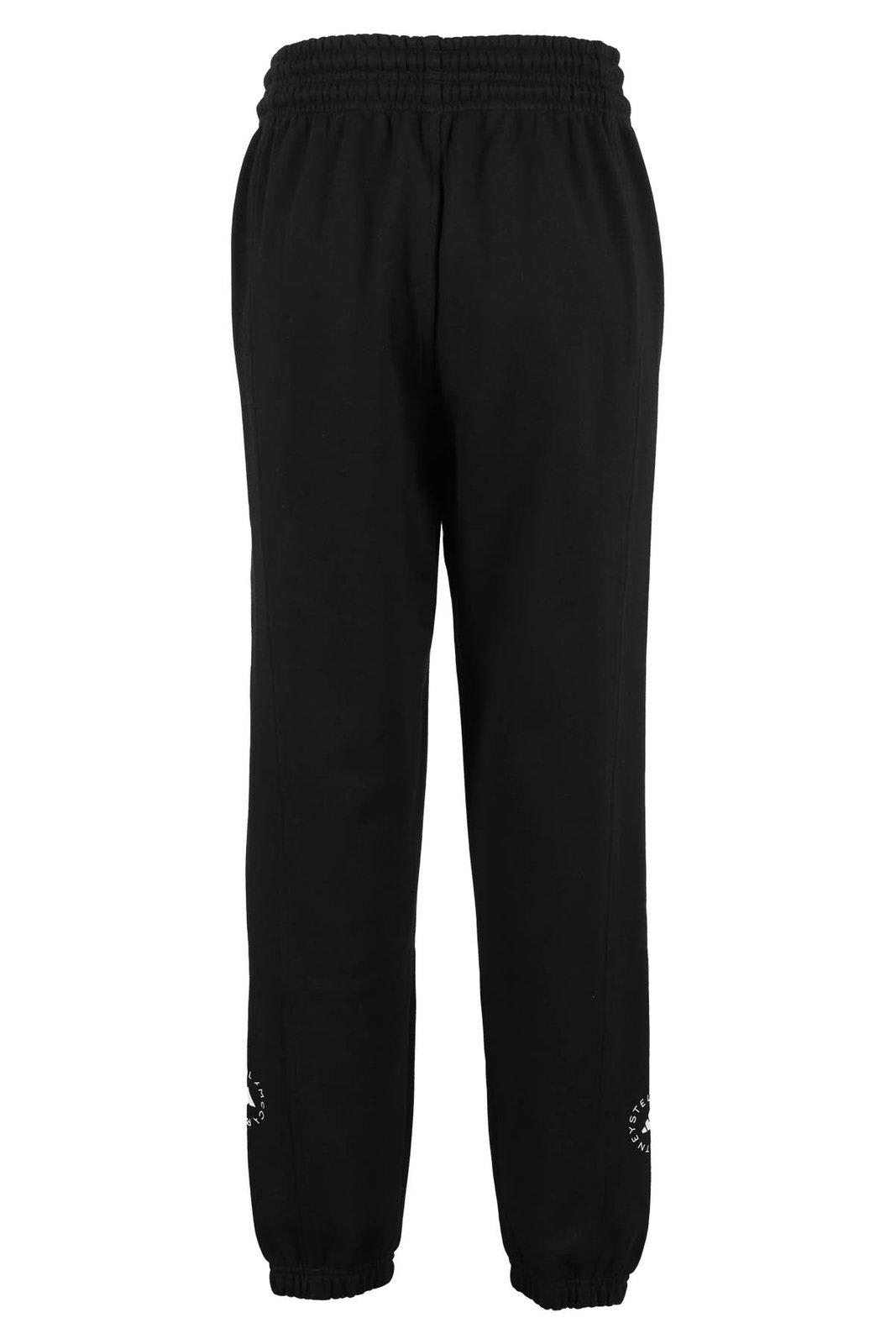 Shop Adidas By Stella Mccartney Logo Printed Drawstring Track Pants In Black