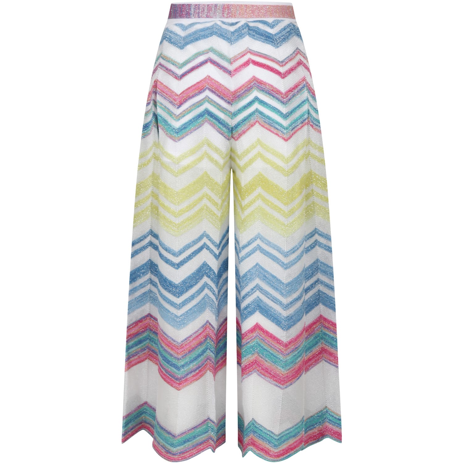 Shop Missoni Multicolor Casual Trousers For Girl With Chevron Pattern