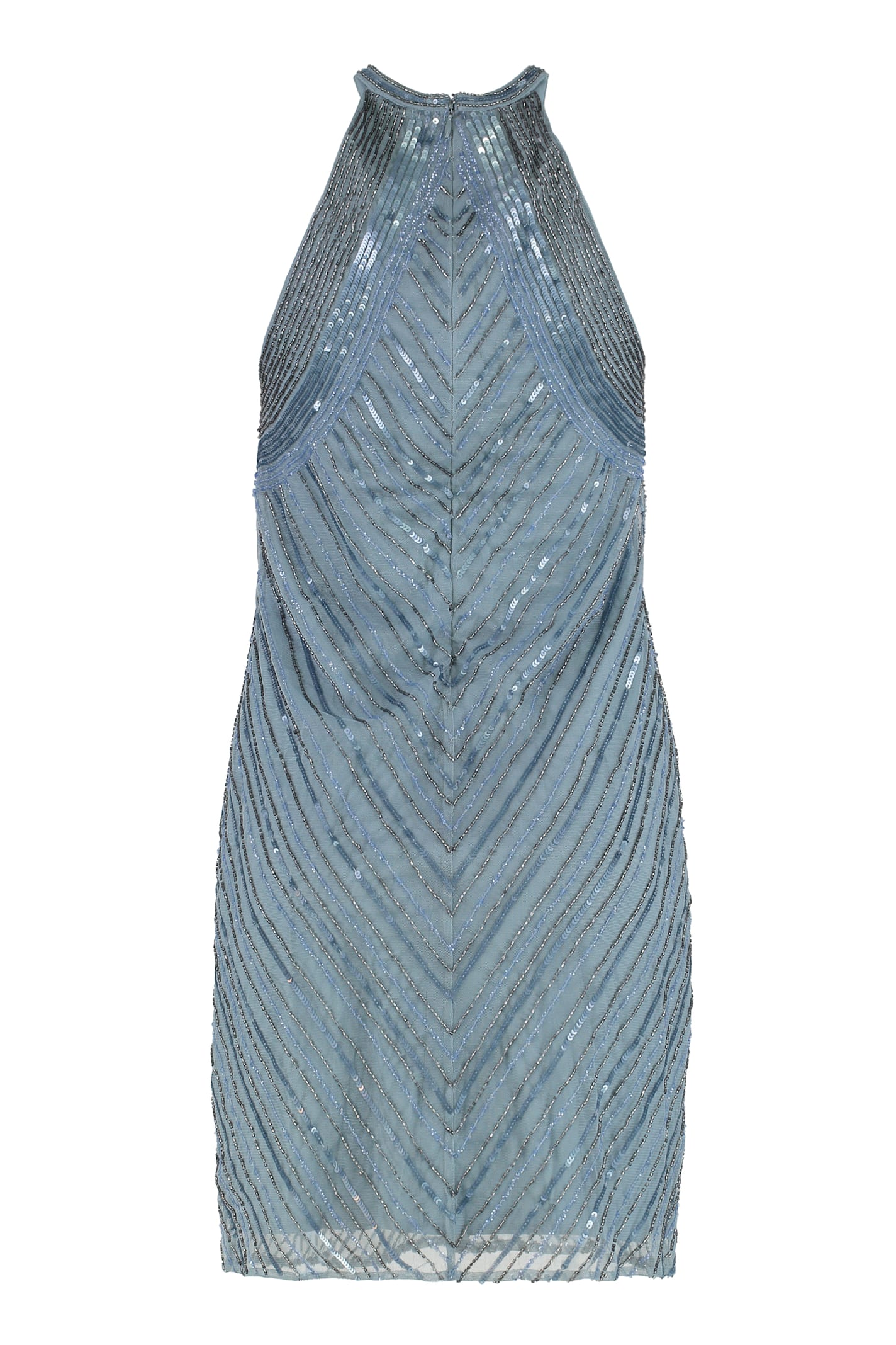 Ralph Lauren Halter Sequin Mini-dress In Blue