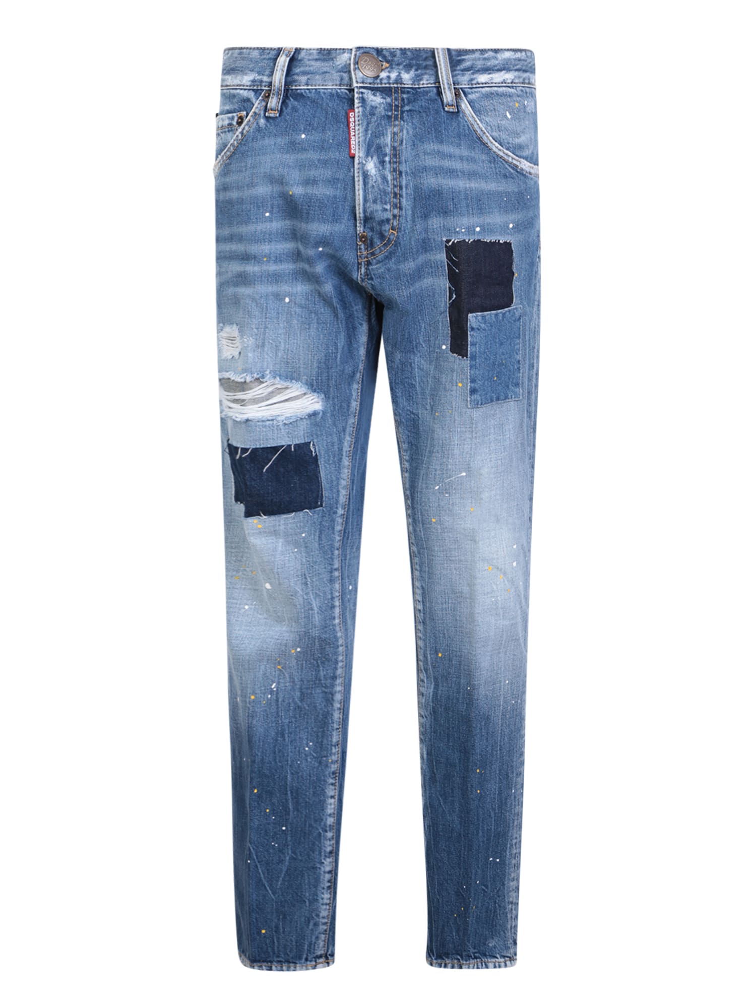 Shop Dsquared2 Patchwork Blue Jeans