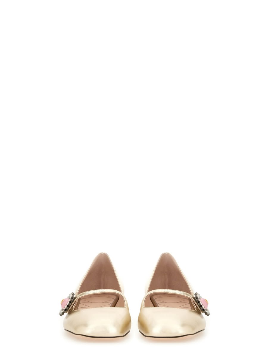 Valentino Mary Jane Metallic Leather Ballet Flats