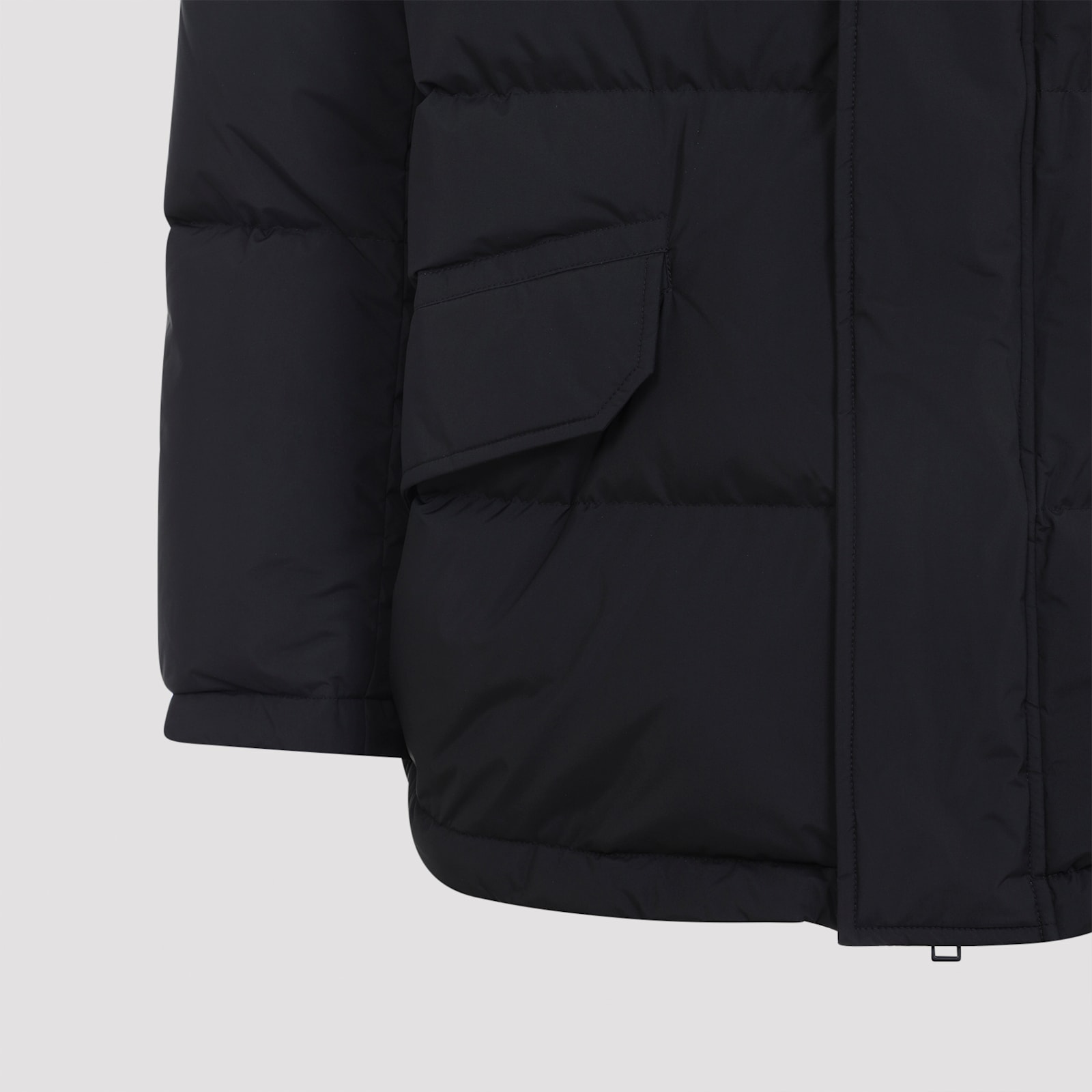 Yves Salomon Padded Black Down Jacket With High Collar And Concealed Zip In Black