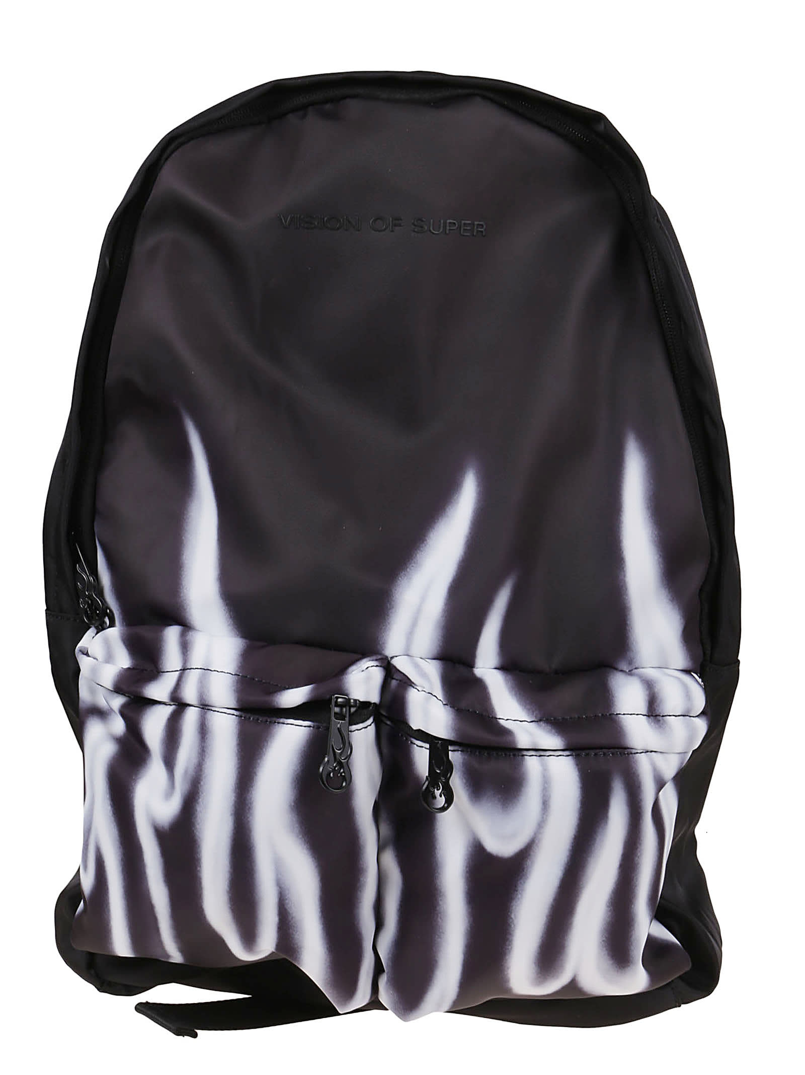 Vision of Super Black Backpack With White Spray Flames