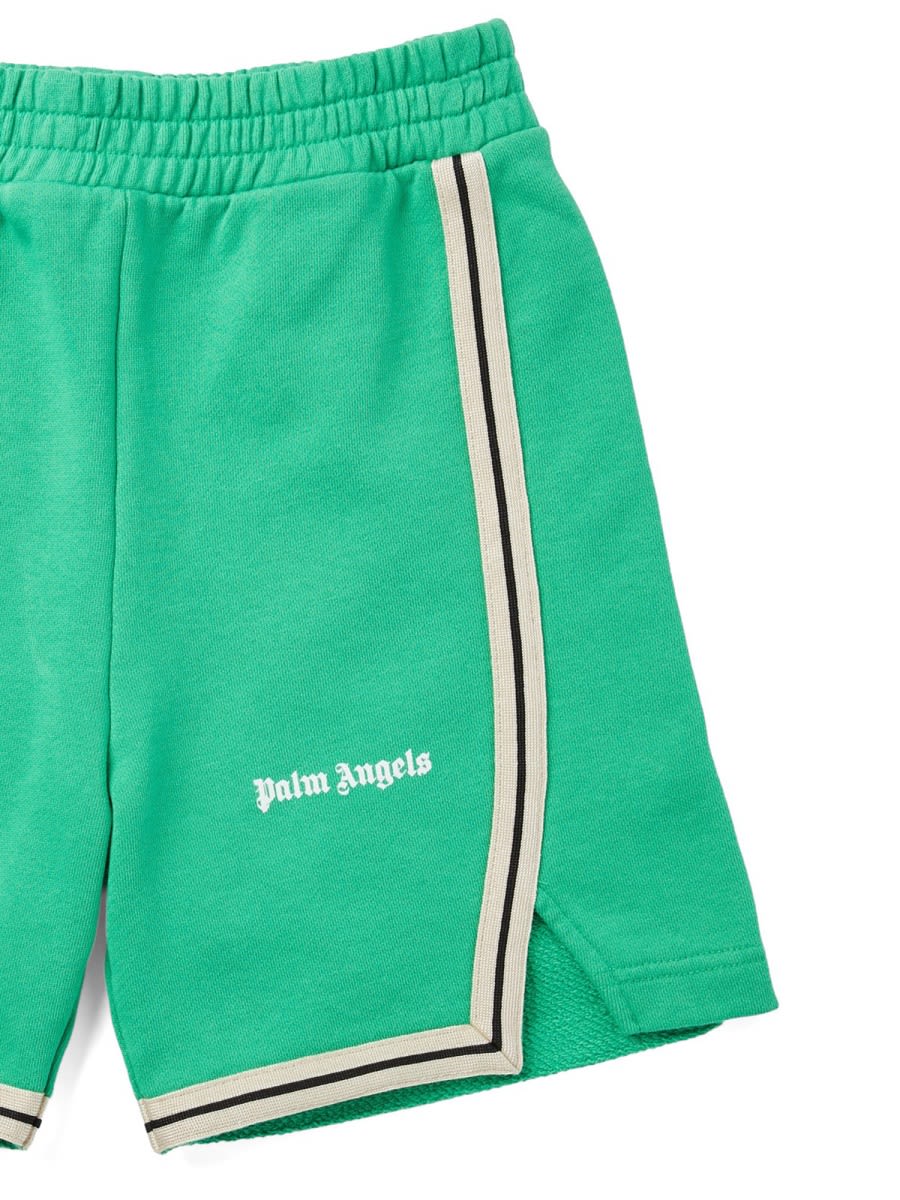 Palm Angels Logo Shorts In Green