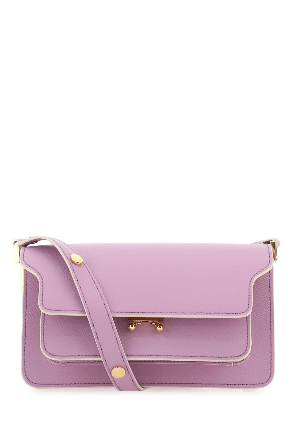 Shop Marni Lilac Leather Mini Trunk Soft Shoulder Bag In Lightlila