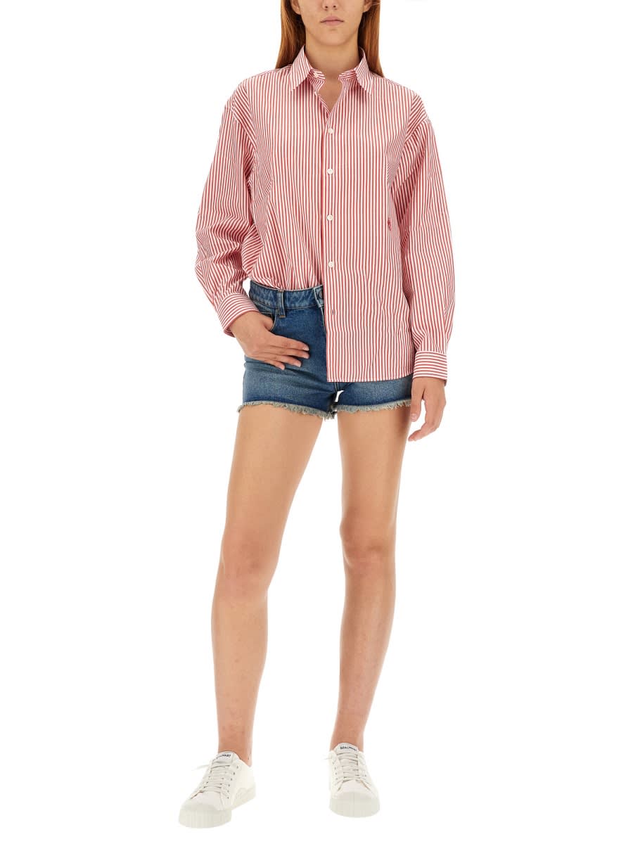 Sporty &amp; Rich Shirt With Stripe Pattern In Red