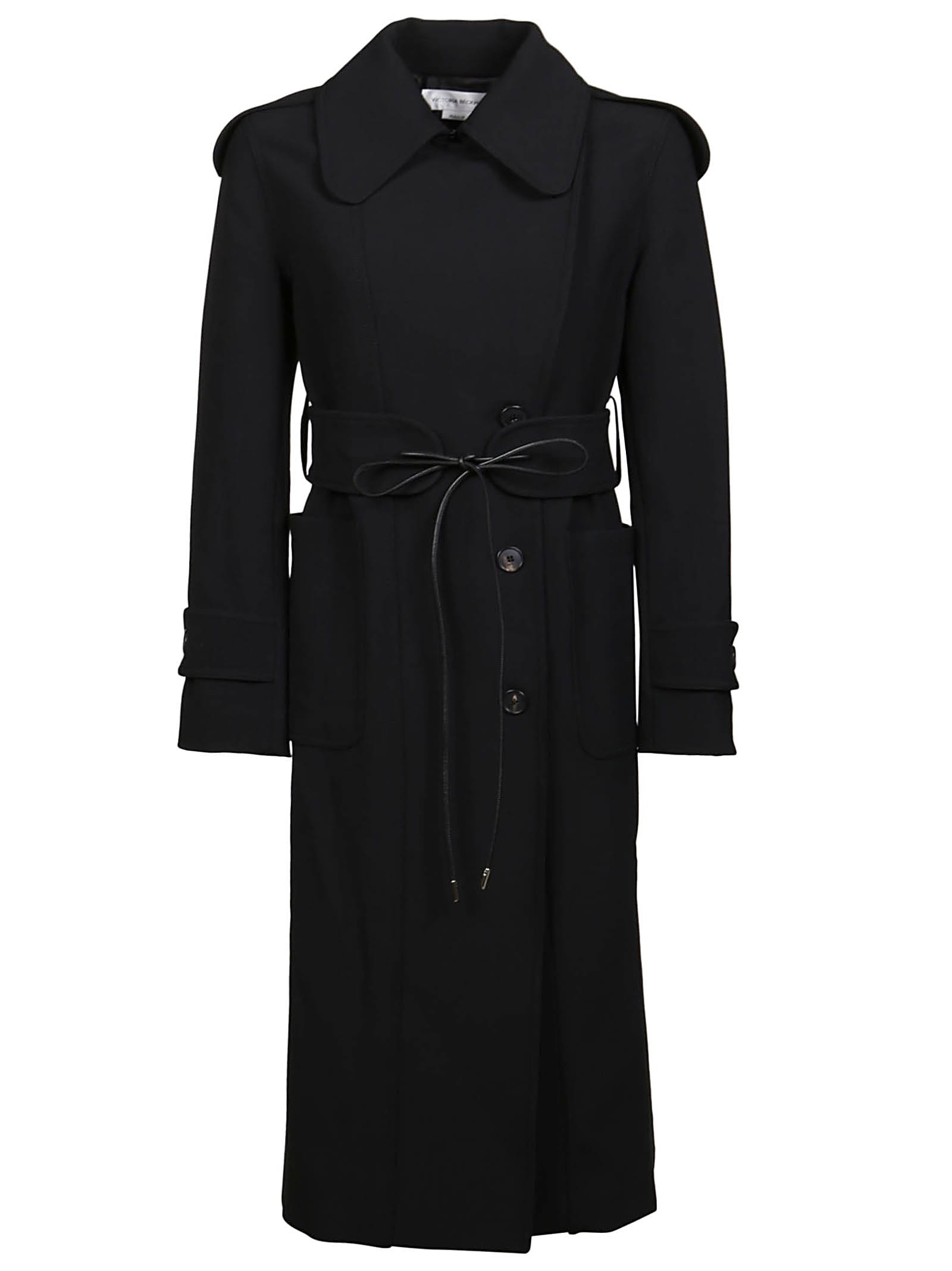 Victoria Beckham Tie-waist Plain Coat