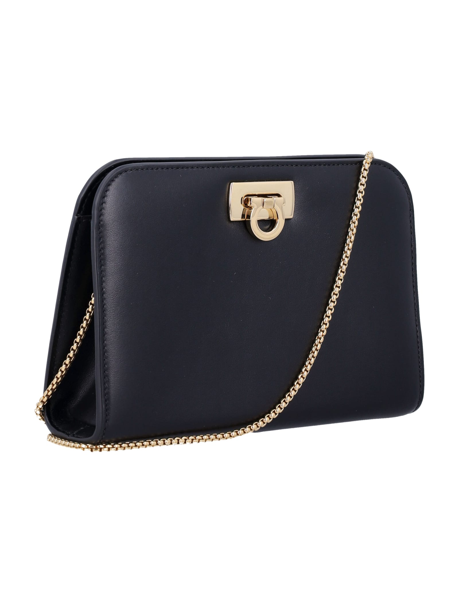 Shop Ferragamo Wandamini Cl Clutch In Nero