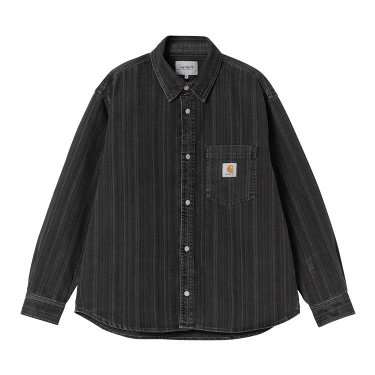 Carhartt Work In Progress Rylan Stripe Cotton Denim Button-up Shirt Jacket In Black