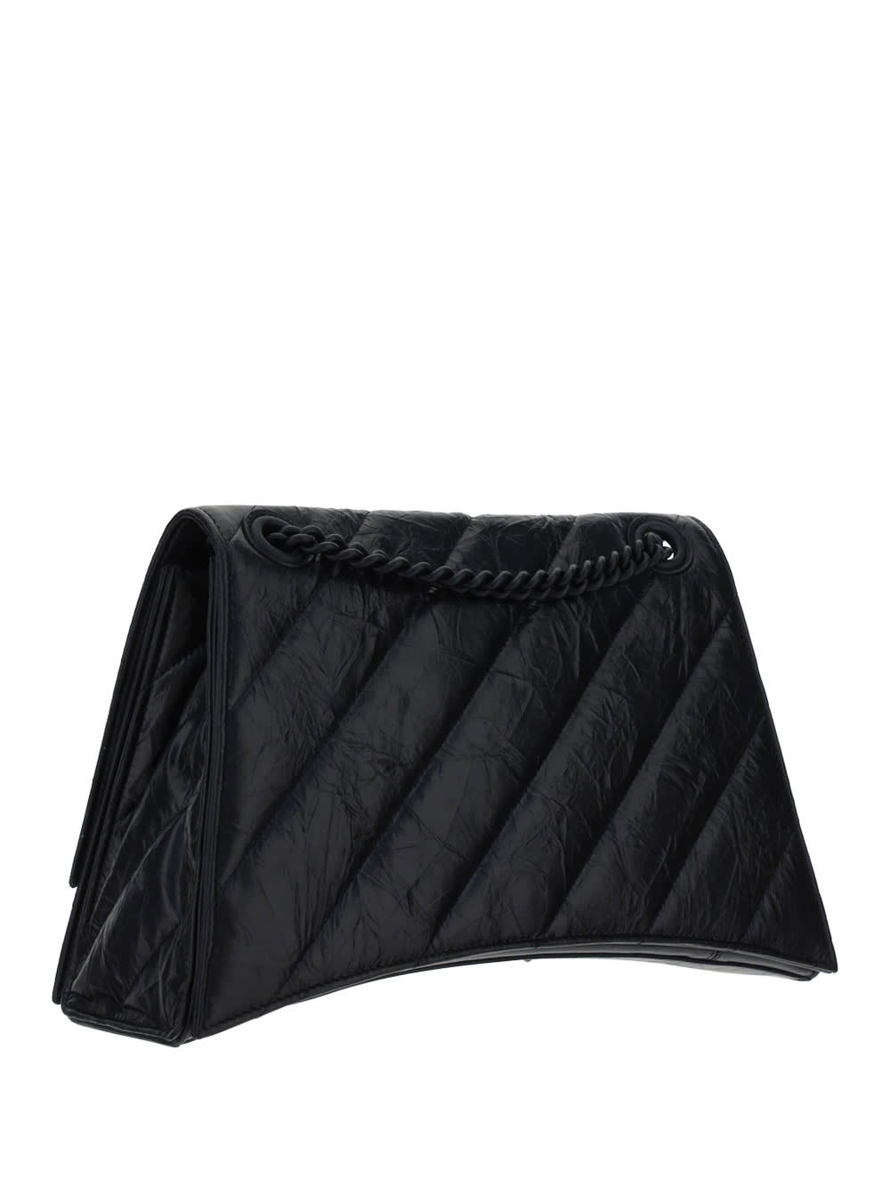 Balenciaga Black Medium Crush Black Crossbody Bag In Black