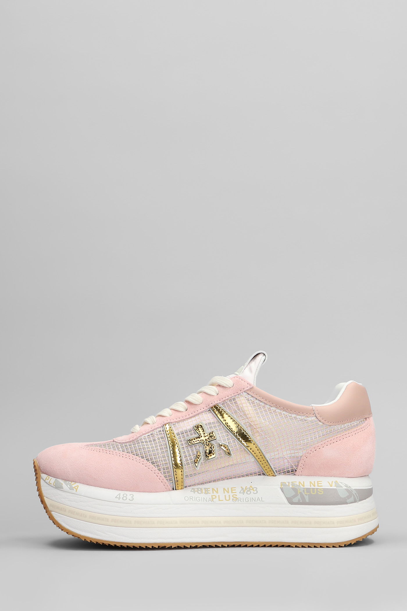 Premiata Beth Sneakers In Rose-pink Suede And Fabric In Pink