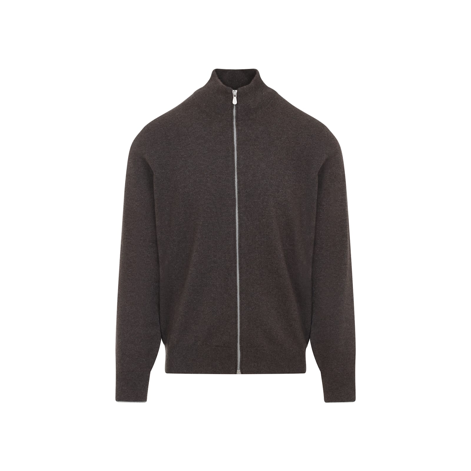 Brunello Cucinelli Full Zip Cashmere Cardigan In Brown