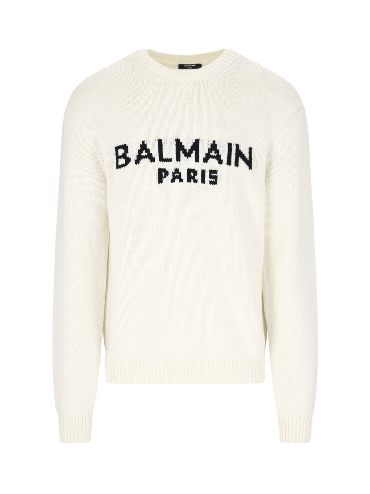 Shop Balmain Logo Sweater In Naturel/noir