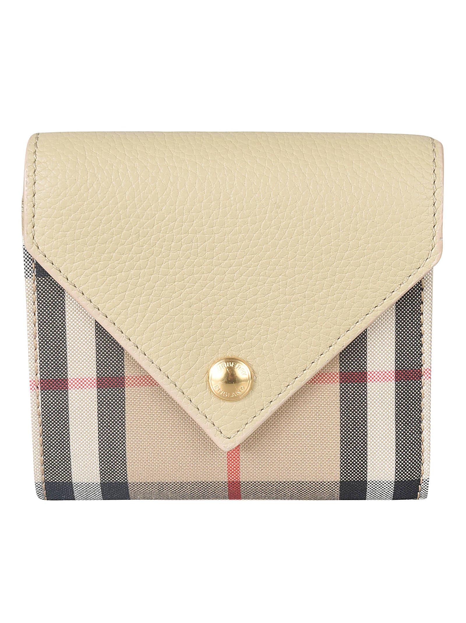 Burberry House Check Snap Button Wallet In Light Beige