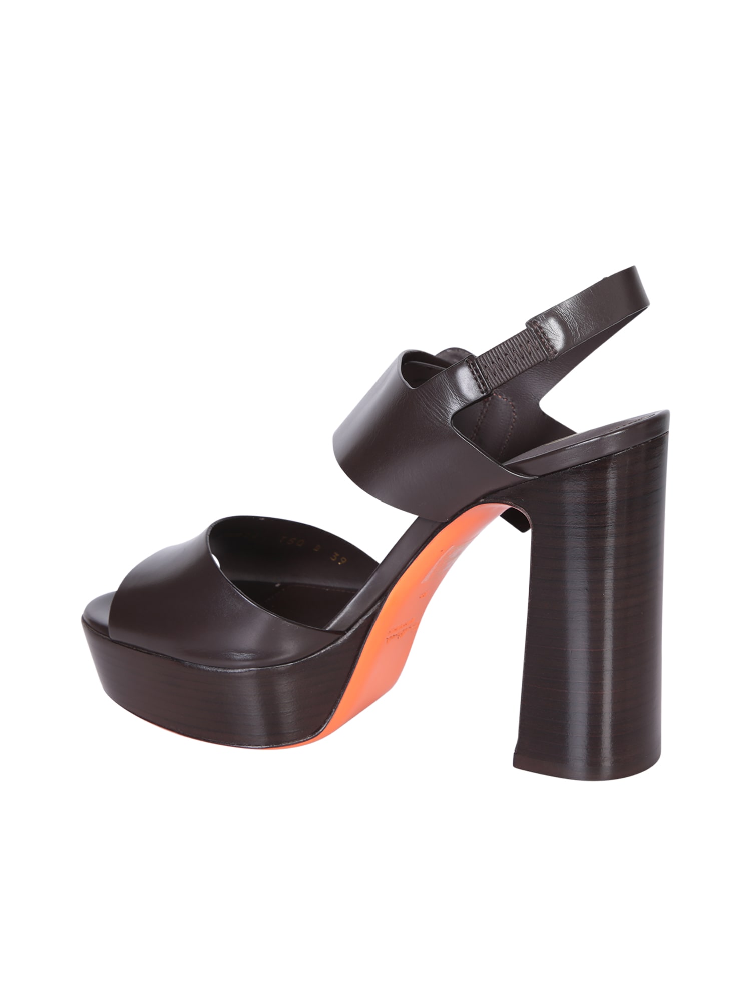 Shop Santoni Brown Leather Platform Sandals