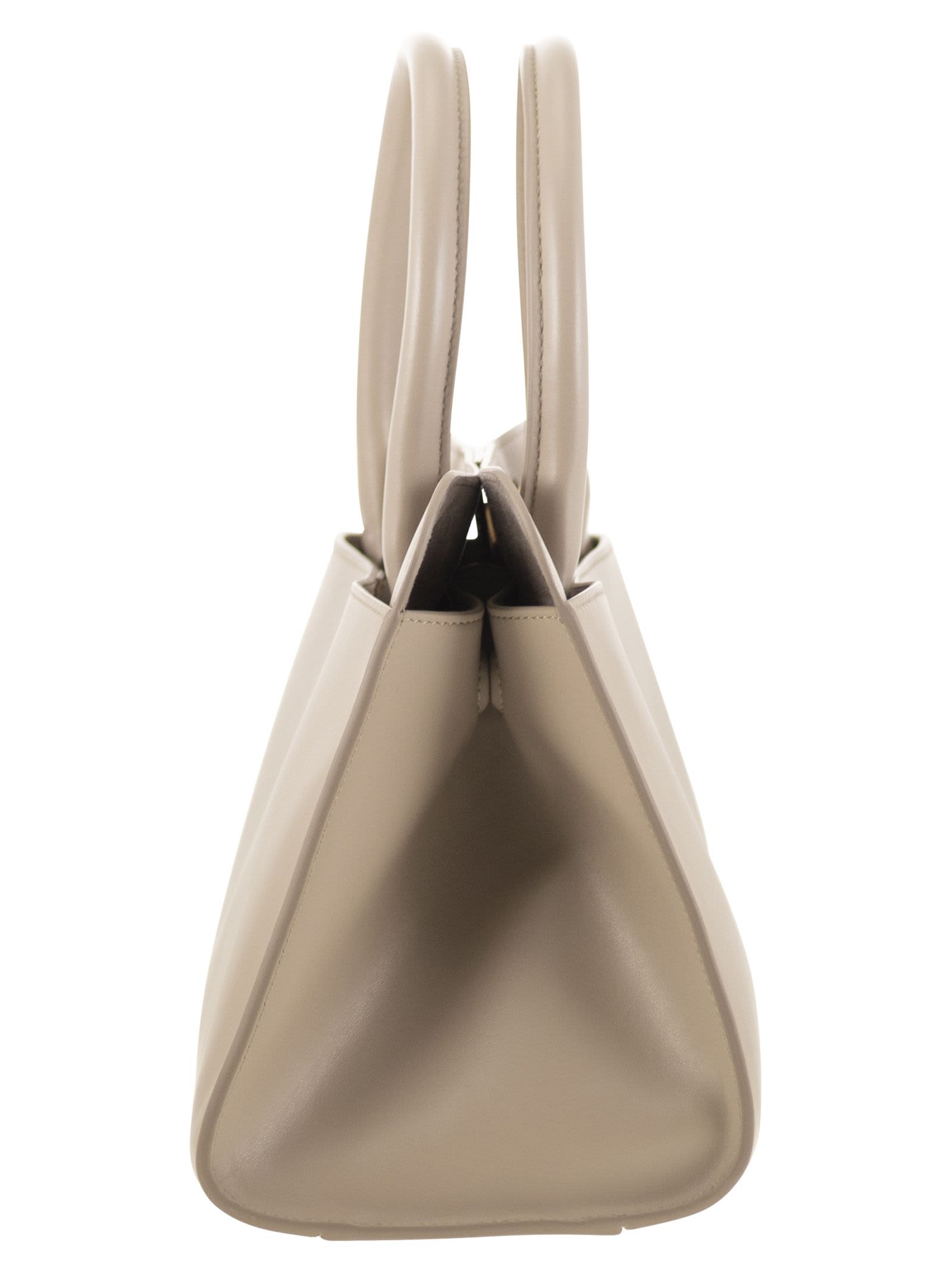 Fabiana Filippi Medium Handbag With Metal Accessory In Beige