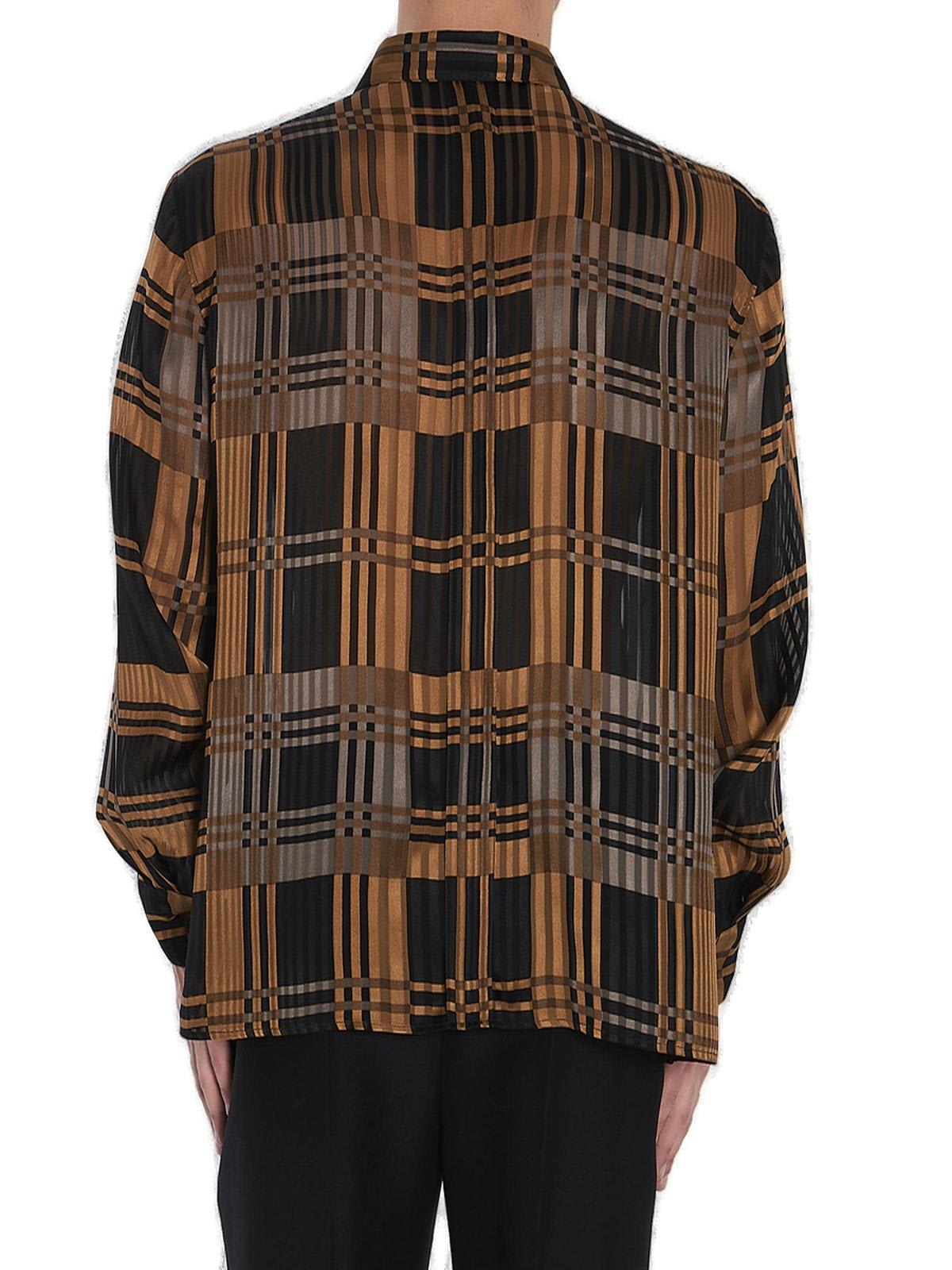Saint Laurent All-over Patterned Button-up Shirt In Noir Caramel