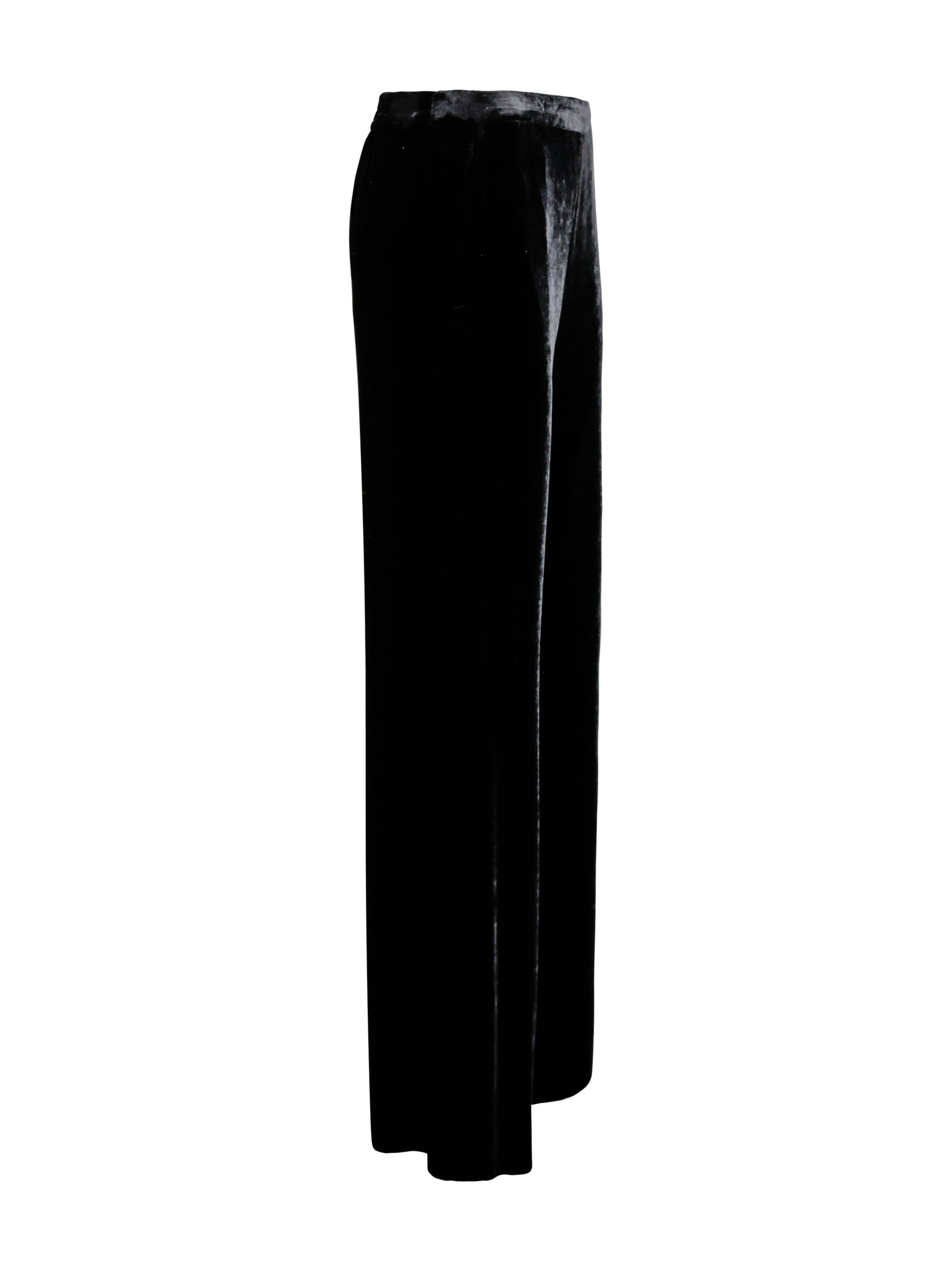 Shop Etro Velvet Palazzo Trousers In Black