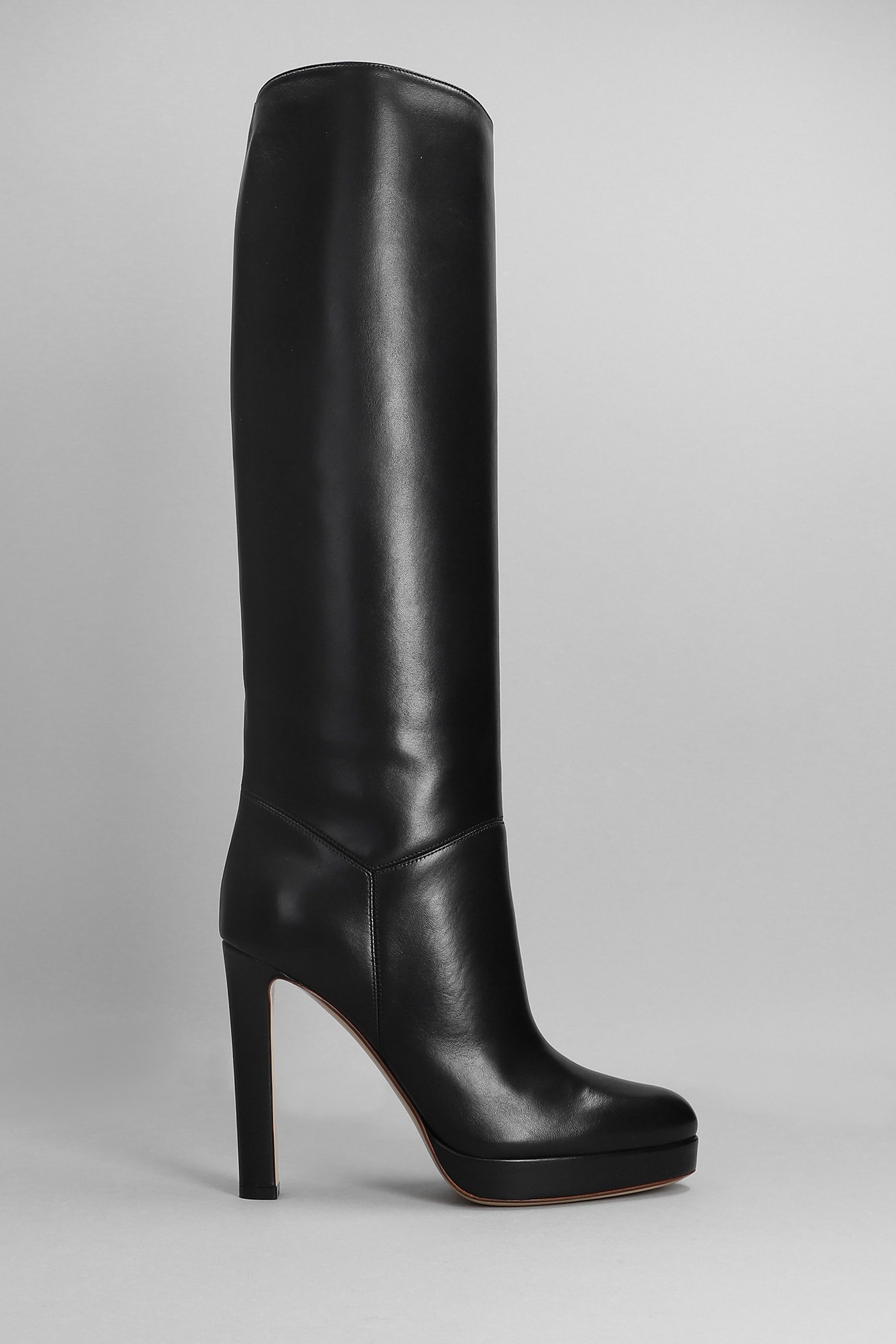 Francesco Russo High Heels Boots In Black Leather