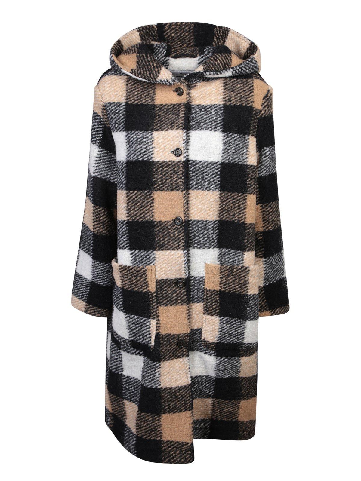 WOOLRICH CHECKED LONG-SLEEVED COAT