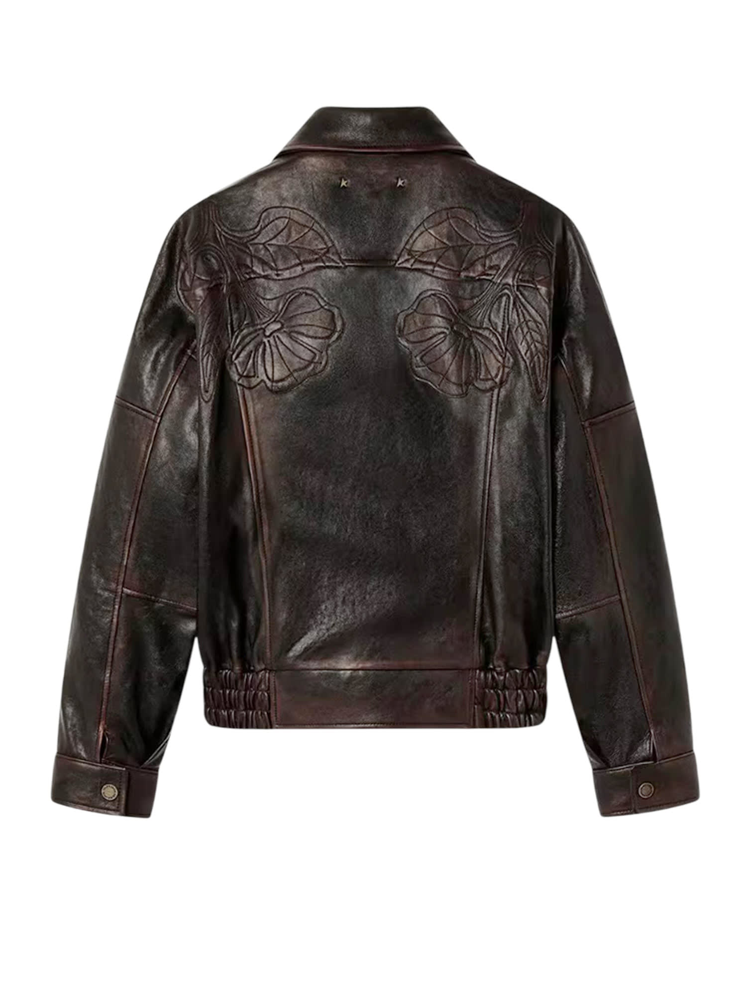 Golden Goose Palmer Leather Jacket In Blue