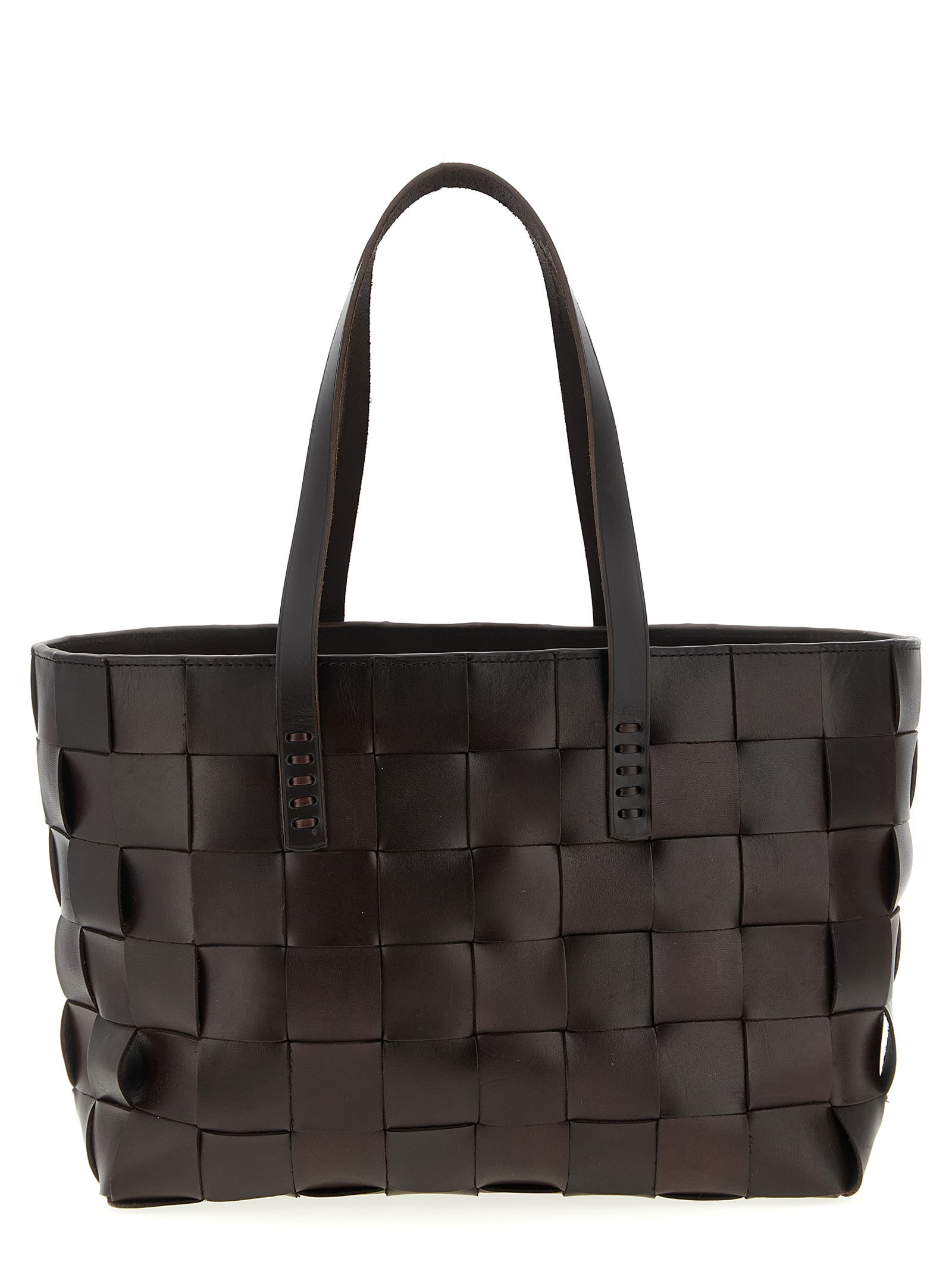 Dragon Diffusion Triple Jump Woven Leather Tote Bag In Brown