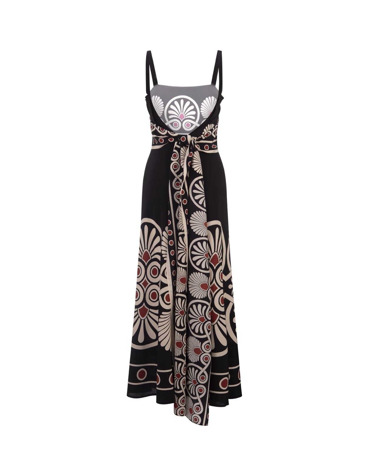 Shop La Doublej Slip-around Dress In Medallion Placée Black In Crepe De Chine