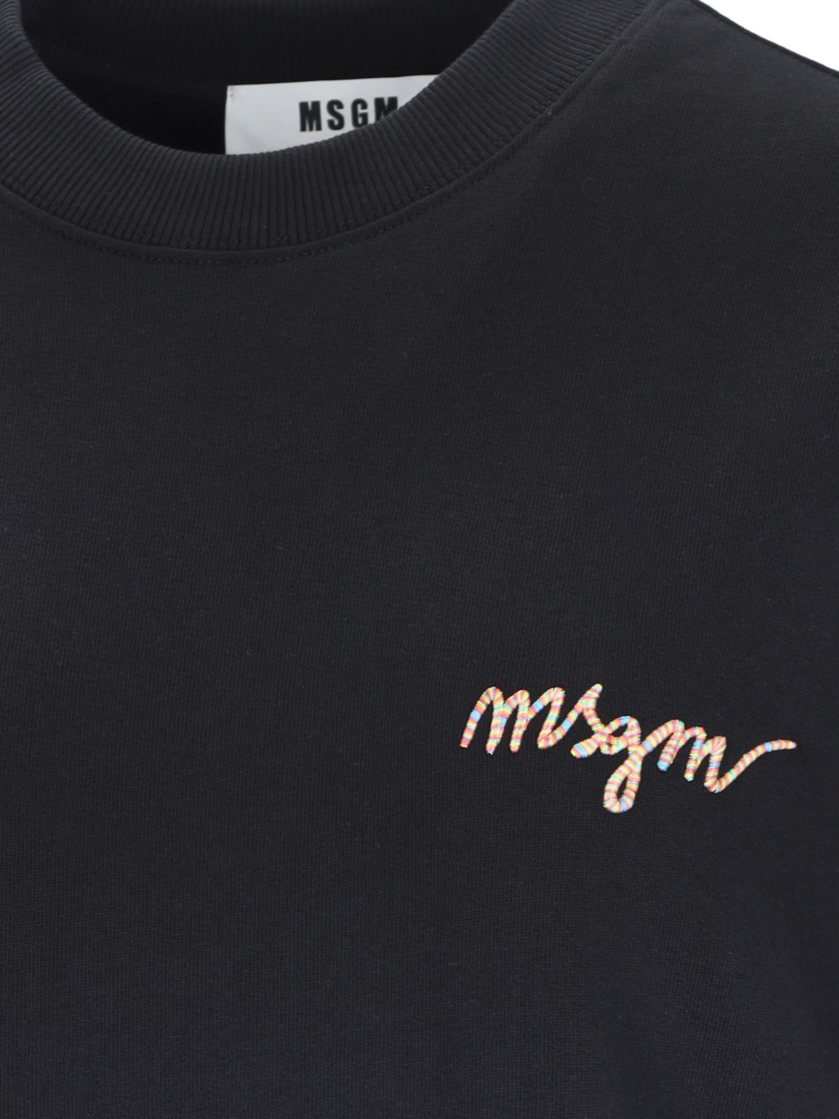 Shop Msgm Logo Crewneck Sweatshirt In Black