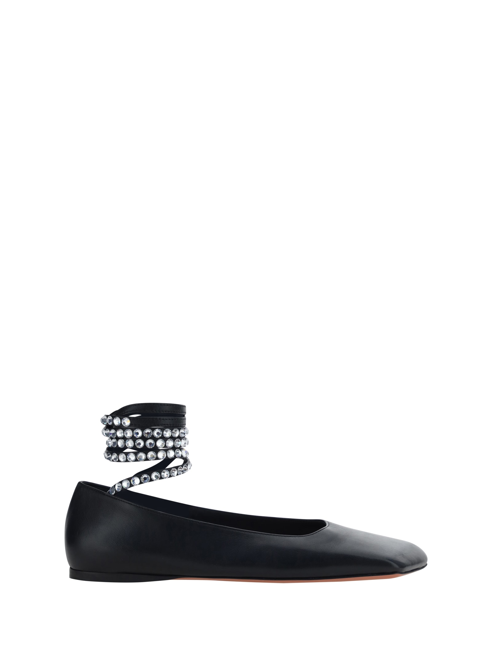 Amina Muaddi Muaddy Black Tokyo Family Ane Nappa Lace Up Flats