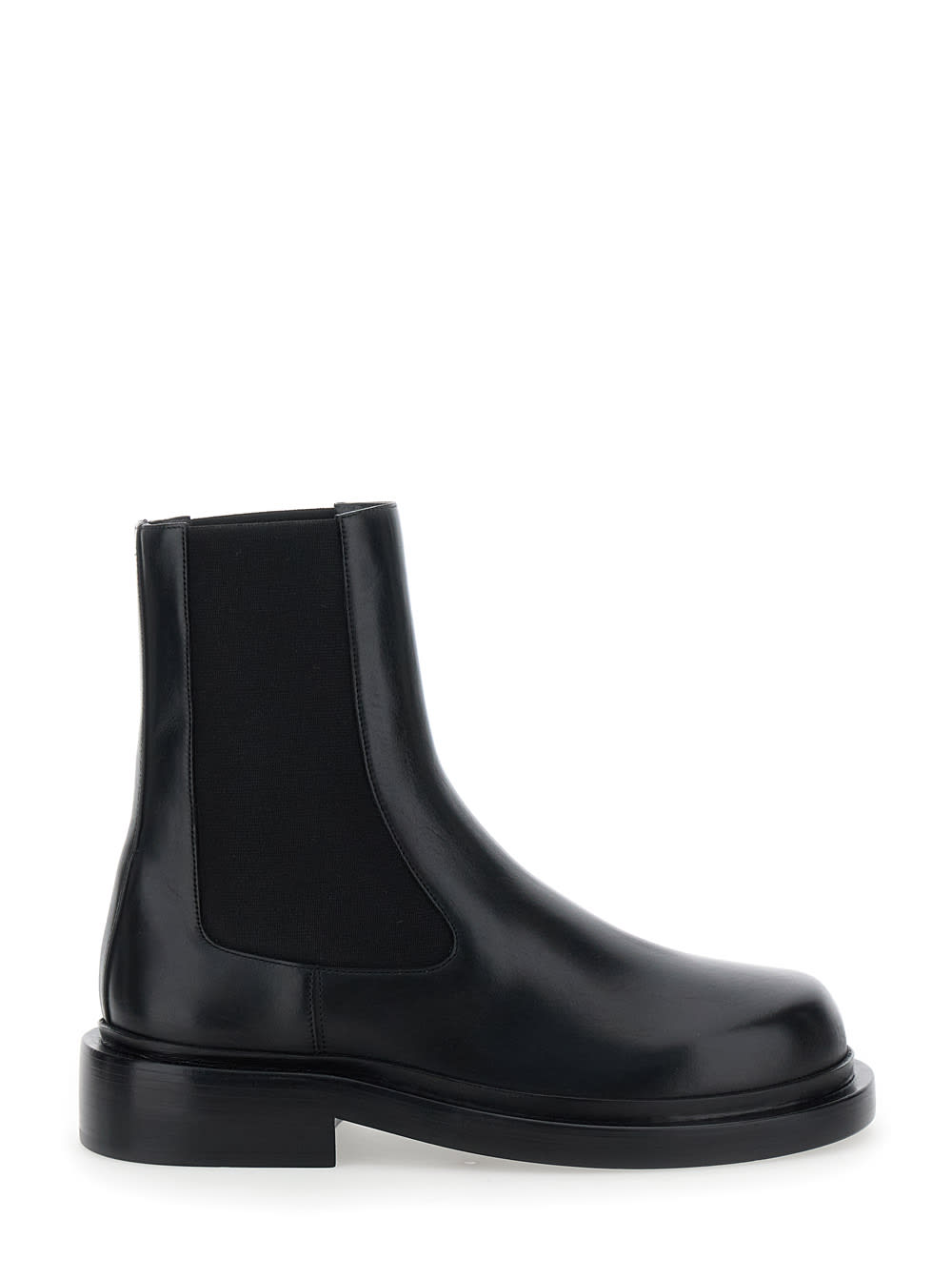 Shop Jil Sander Black Boots With Elastic Side Pannels In Leather Woman