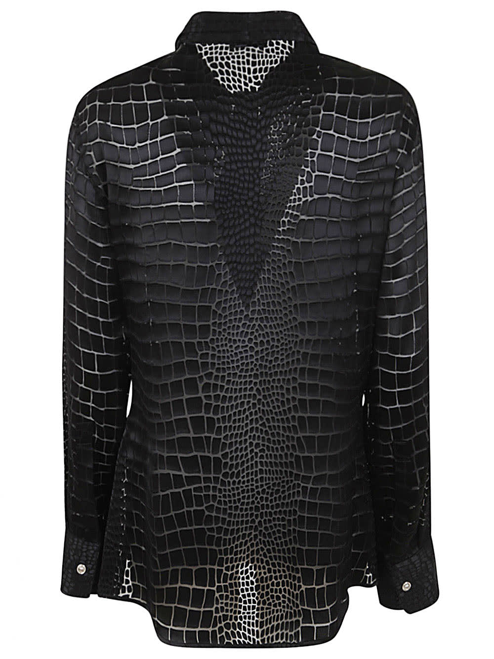 Shop Versace Informal Shirt Fabric Crocodile Devore` In Black