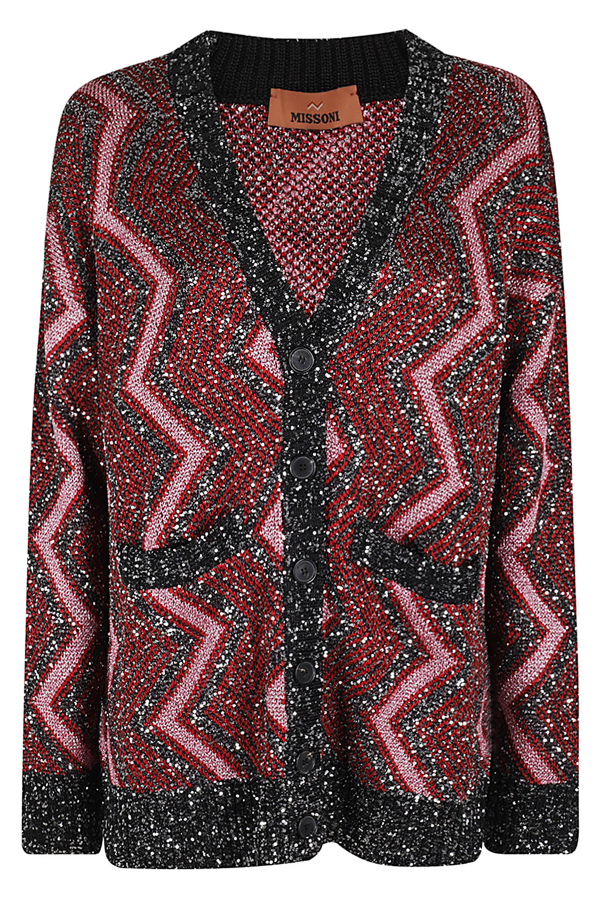 Shop Missoni Maxi Cardigan In Red Rose Blk