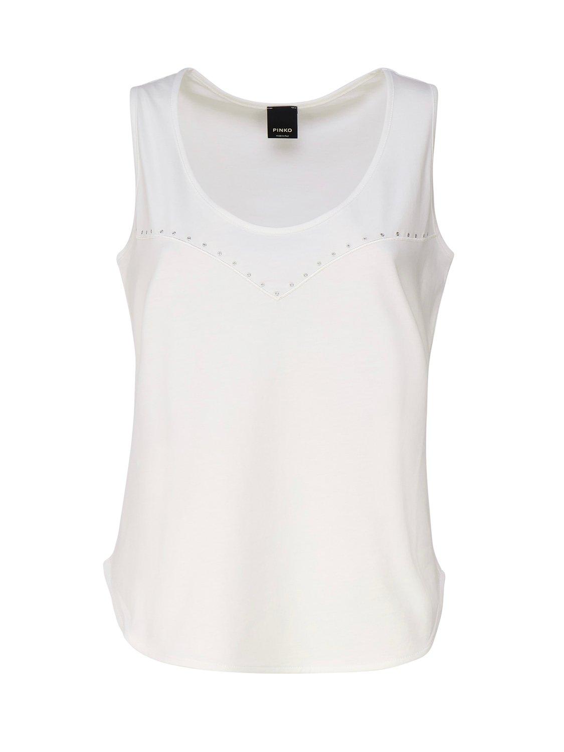 Shop Pinko Eyelet Detail Jersey T-shirt In Bianco-biancaneve