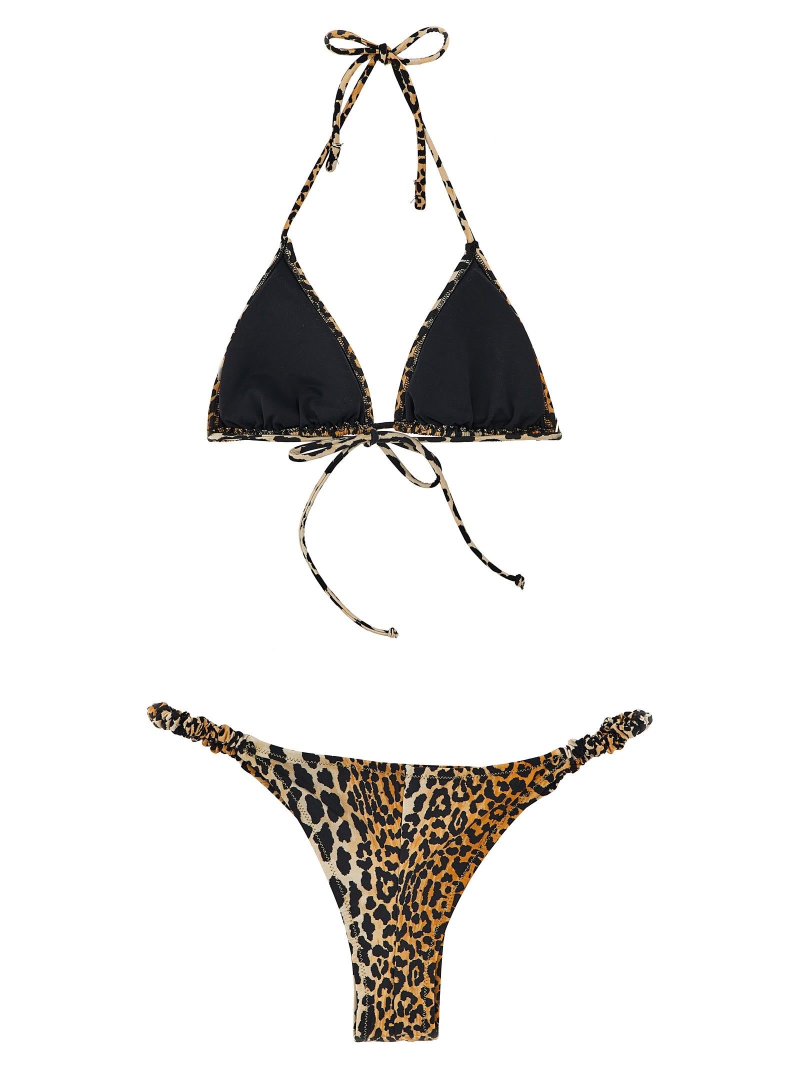 Shop Reina Olga Scrunchie Set Bikini In Leopardo