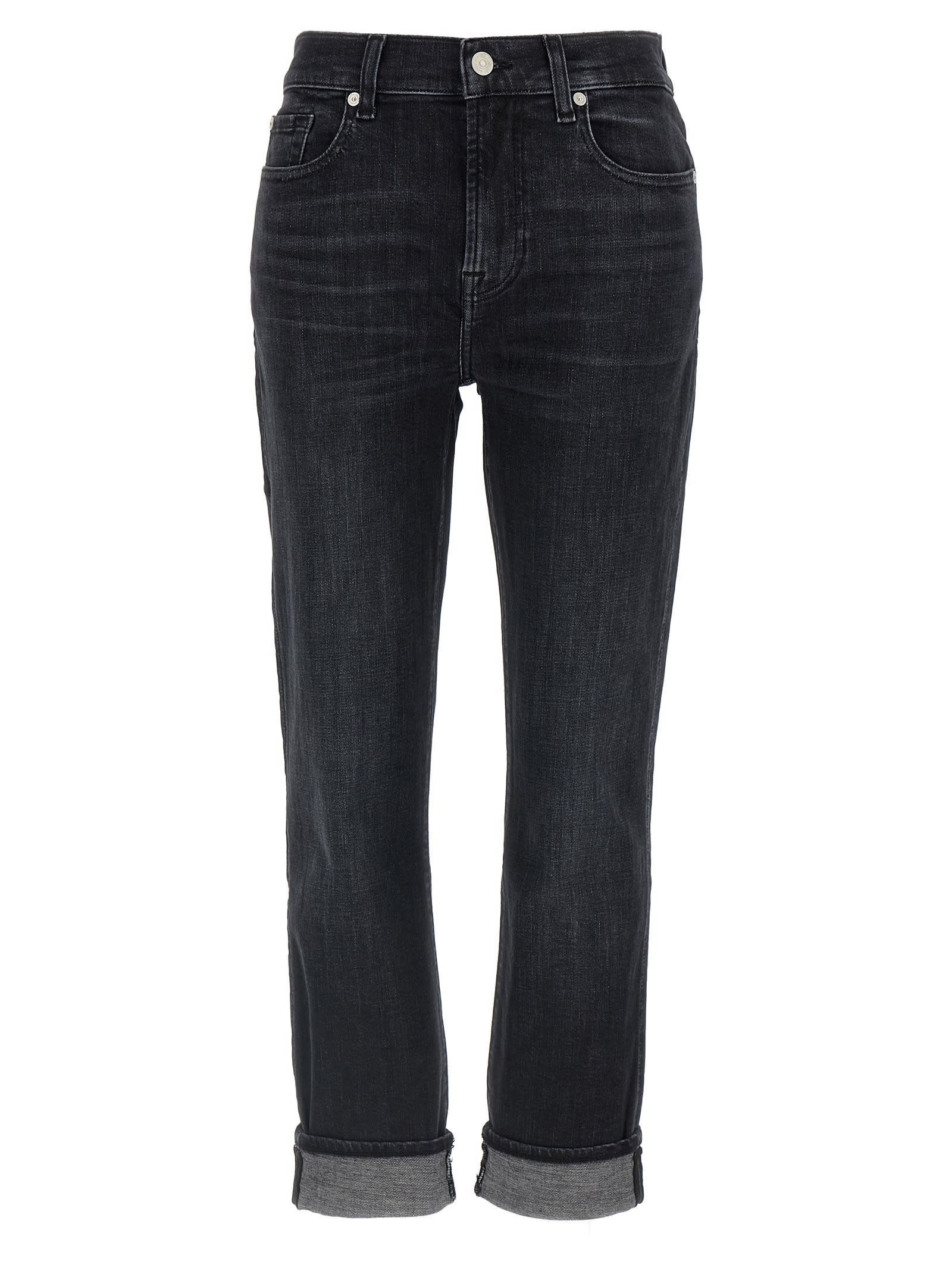 7 For All Mankind Belt Loop Denim Trousers In Black