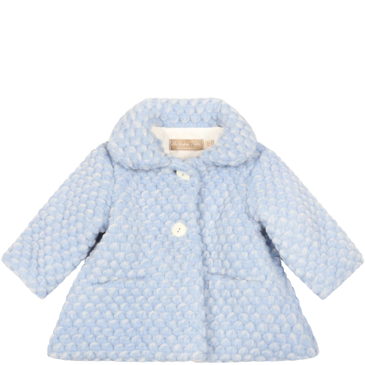 La stupenderia Light-blue Coat For Baby Girl