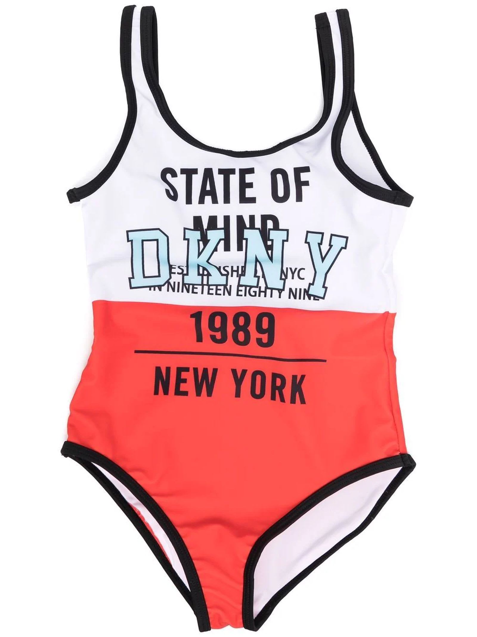 DKNY Peach Polyester Swimsuit