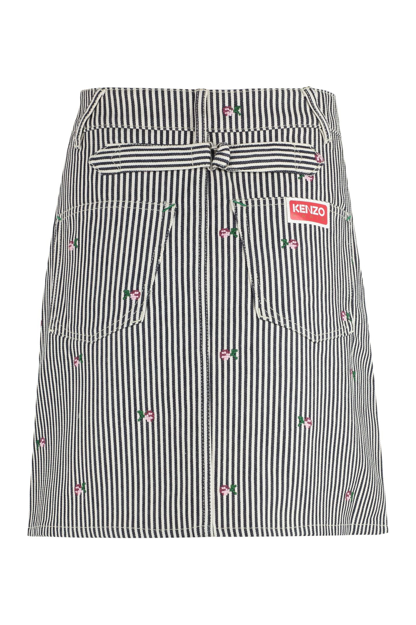 Shop Kenzo Striped Denim Mini Skirt In Multicolor