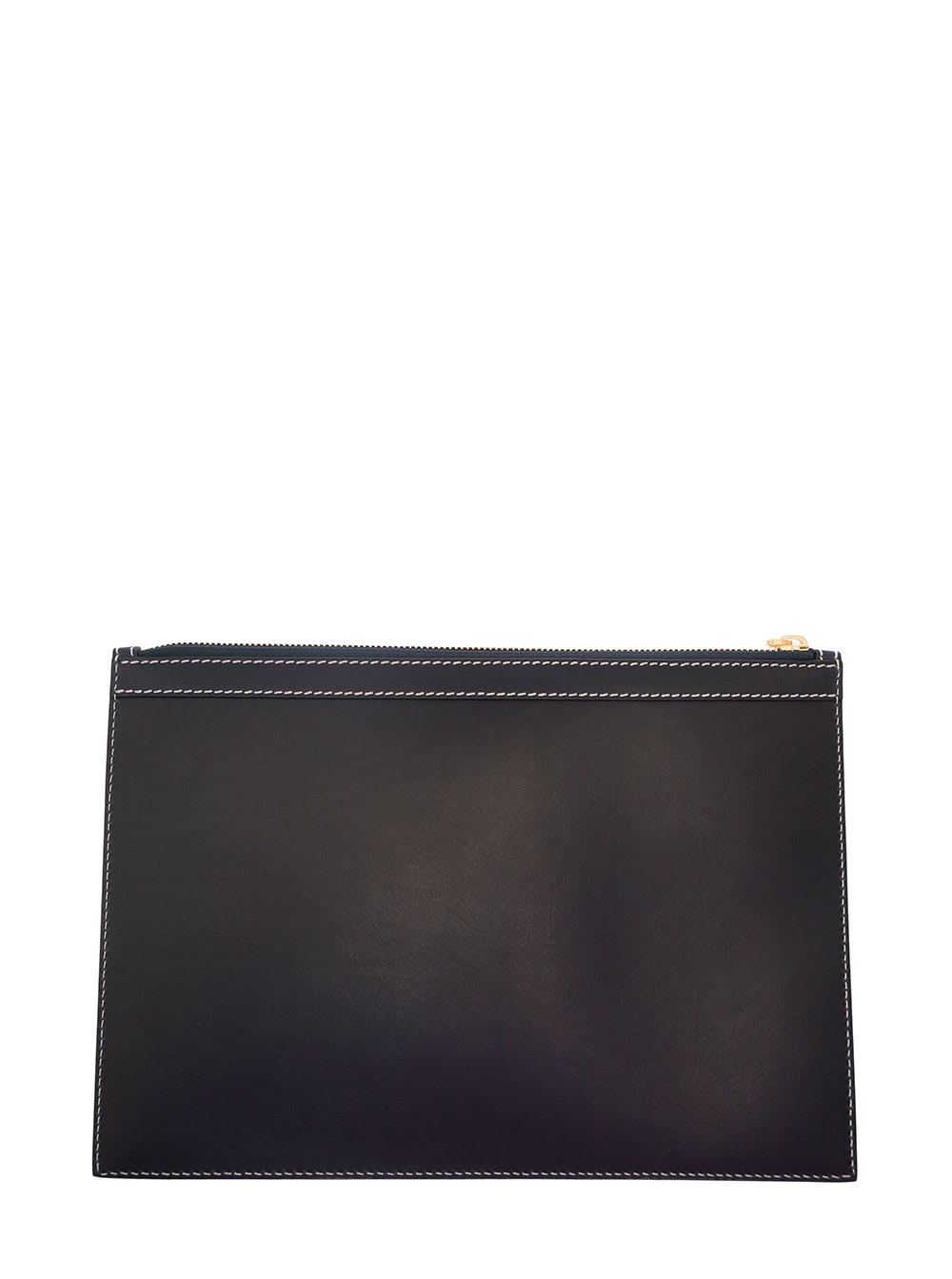 Shop Thom Browne Black Clutch With Logo Detail In Leather Man In Blu