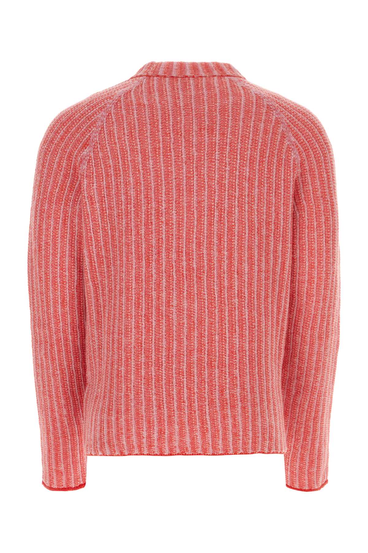 Shop Marni Embroidered Wool Blend Sweater In Rougered