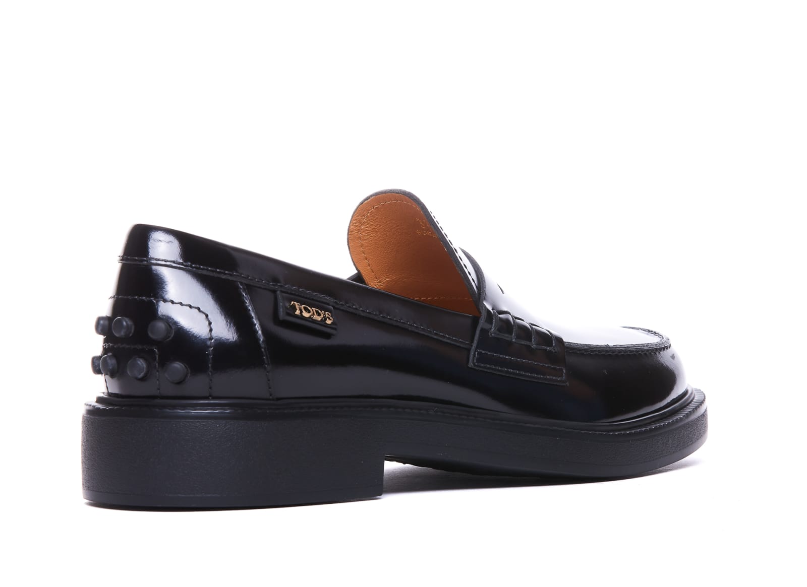 Shop Tod's Logo Leather Loafers In Black