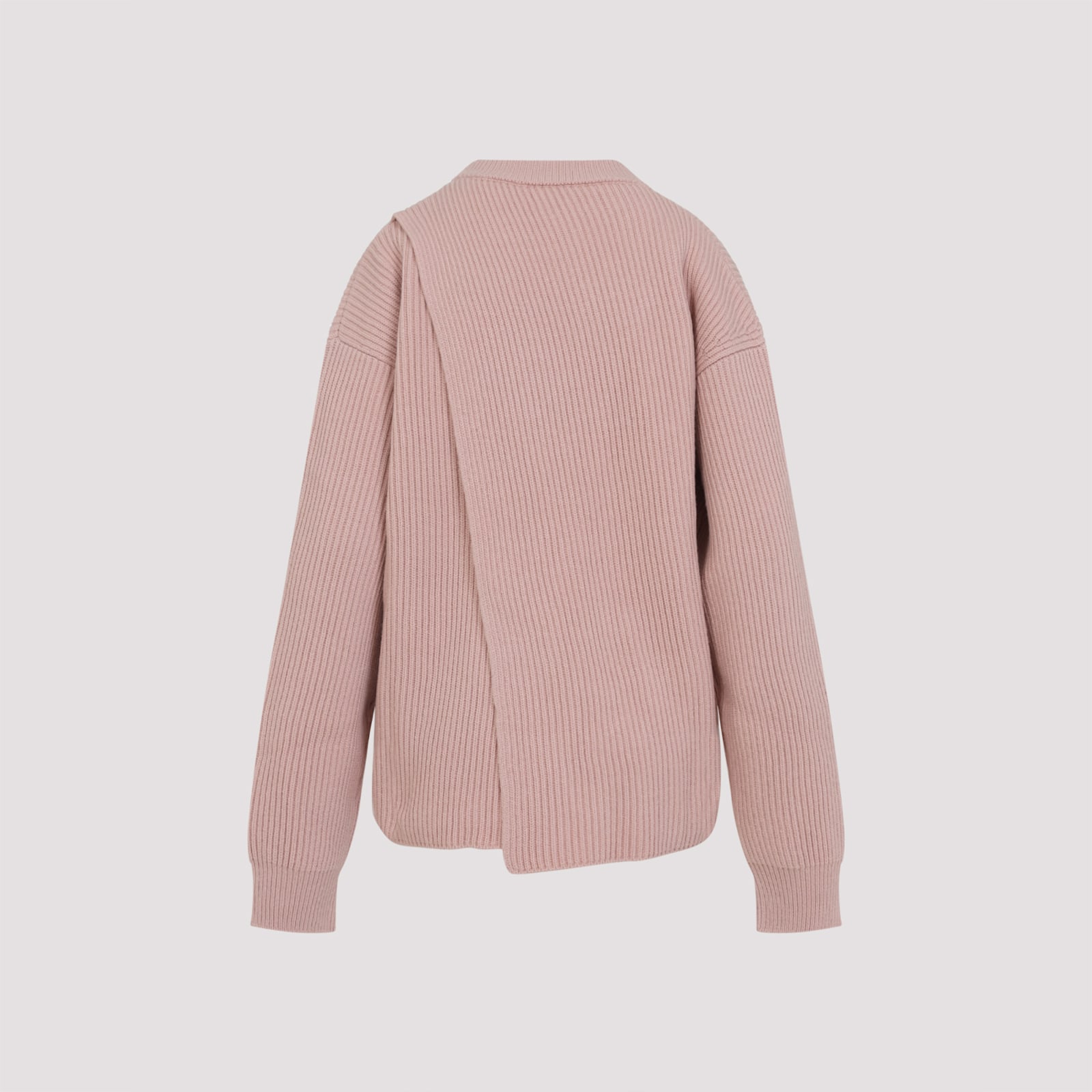 Jil Sander Long Sleeves Knitwear Asymmetric Hem In Pink